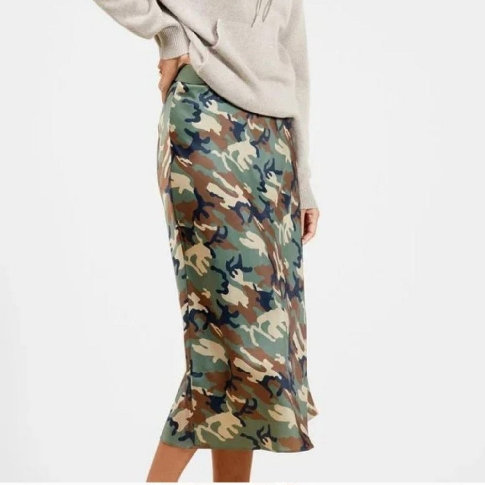 OUTERKNOWN Women's Camouflage Regan Silky Slip Midi Skirt Size M Y2k Casual Chic